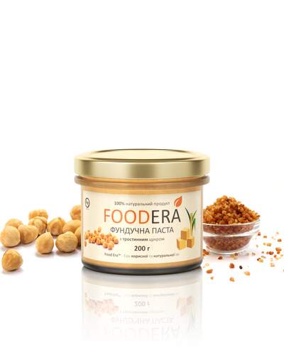 Фундучна паста «З ТРОСТИННИМ ЦУКРОМ» 200г від FOODERA